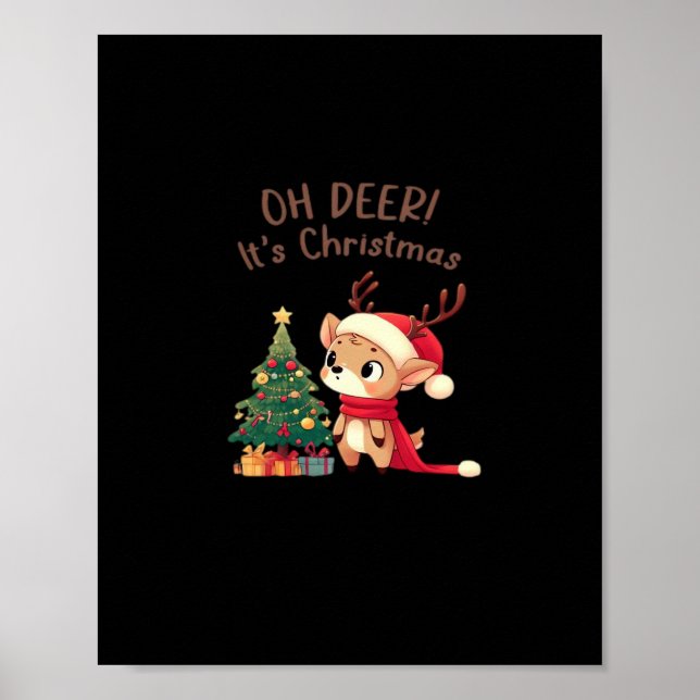 Affiche Oh Deer Its Christmas Modern Aesthetic Style  (Devant)