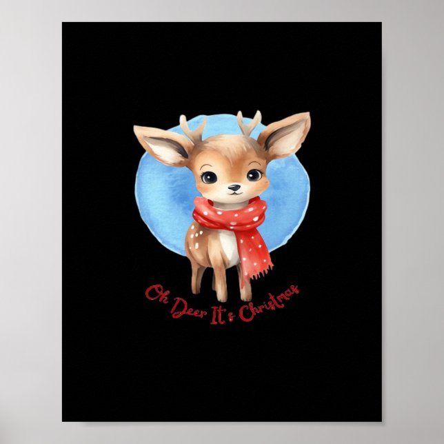 Affiche Oh Deer Its Christmas Retro Classic Design  (Devant)