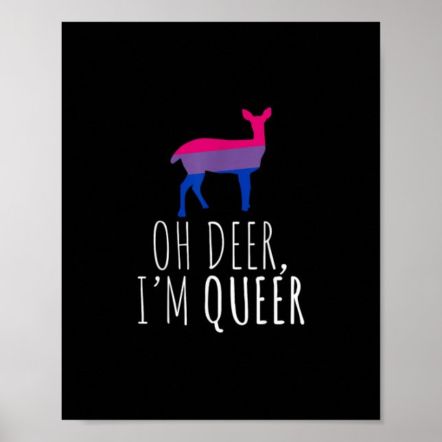 Affiche Oh Deer Queer Bisexual Pride Gay Lesbian Design  (Devant)