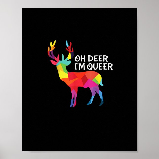 Affiche Oh Deer Queer Funny Pun LGBT Pride Design (Devant)