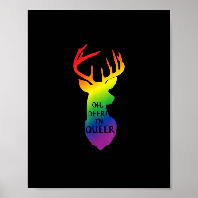 Affiche Oh Deer Queer Pride Celebration Funny LGBT Gift  (Devant)