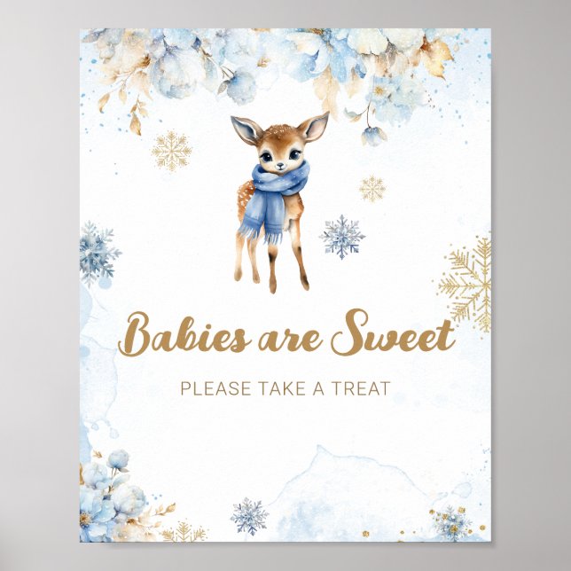 Affiche Oh Deer Winter Baby Boy Douche Douche Sweet Treat (Devant)