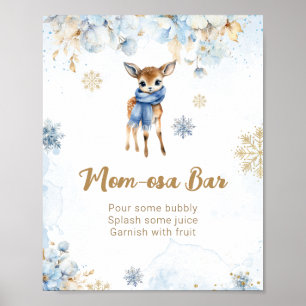 Affiche Oh Deer Winter Baby Boy Shower Mom-osa Bar