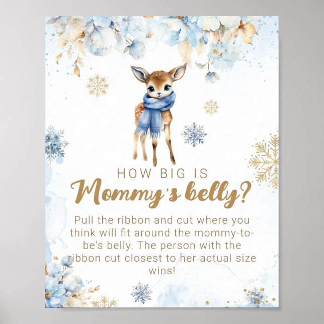 Affiche Oh Deer Winter Baby Boy Shower Mommy's Belly Jeu (Devant)