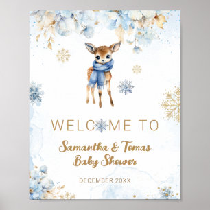 Affiche Oh Deer Winter Baby Boy Shoy Bienvenue