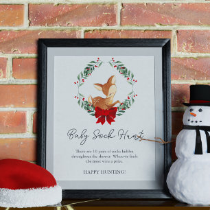 Affiche Oh Deer Winter Greenery Baby Sock Hunt Game