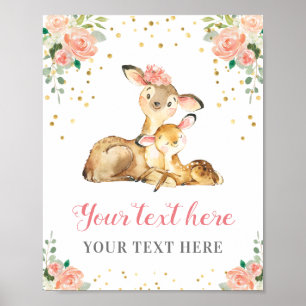 Affiche Oh Deer Woodland Baby Girl Shower Personnalisé pêc