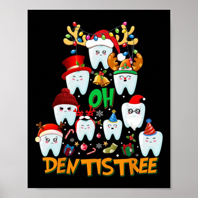 Affiche Oh Dentistree Fun Christmas Tree Dental Hygiène De (Devant)