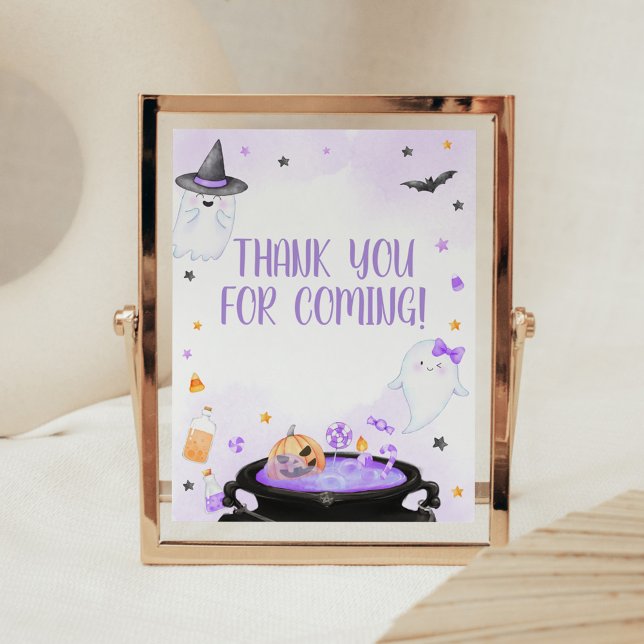 Affiche Oh Feuille Boo-y Merci d'Halloween pour venir (Purple Oh Sheet Boo-y Ghoul Baby Shower Thank you for Coming Sign)