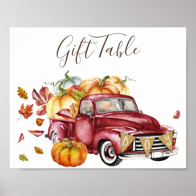 Affiche Oh Garçon Petit Citrouille Automne Baby shower Tab (Devant)