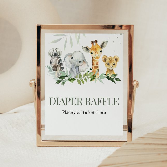 Affiche Oh garçon Safari Baby shower Déchets Raffle (Jungle Safari Baby Shower Diaper Raffle Sign)