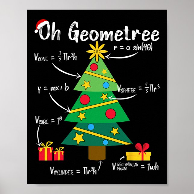 Affiche Oh geometree fun noël arbre géométrie mathématique (Devant)