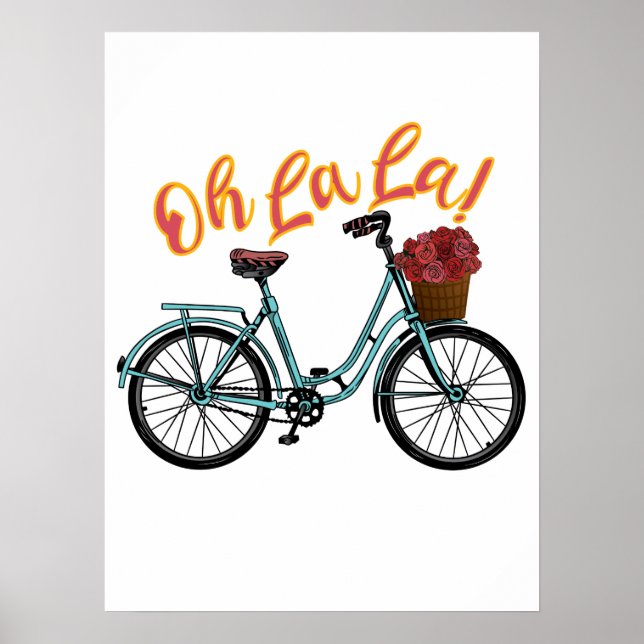 Affiche Oh La La French Bicycle Drôle Chants Français (Devant)