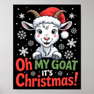 Affiche Oh Ma Chèvre C'est Noël Dessin Animé Ferme Animal