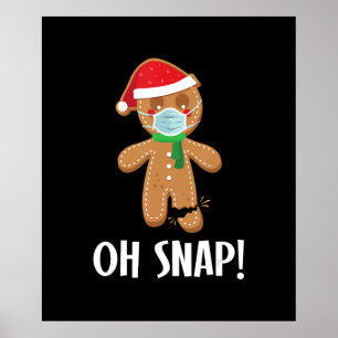 Affiche Oh ! Noël pain d'épice homme masque cadeau