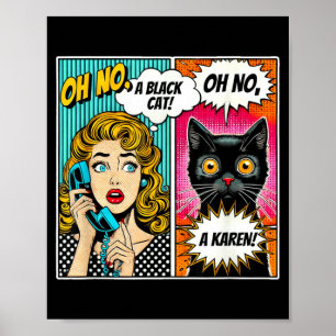 Affiche Oh Non Un Chat Noir Dessin Animé Drôle Design Pour