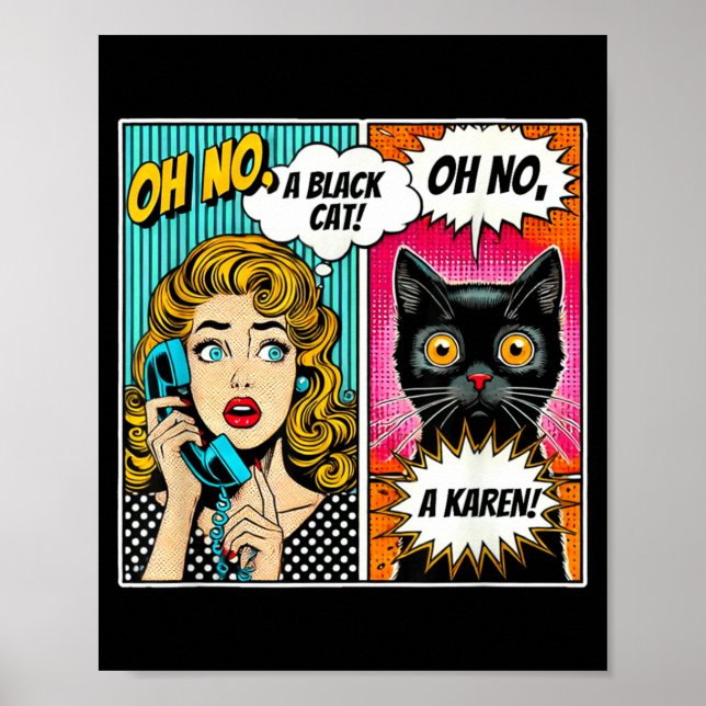 Affiche Oh Non Un Chat Noir Dessin Animé Drôle Design Pour (Devant)