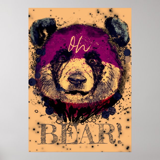 Affiche "OH OURS" | Drôle Panda Cool (Devant)