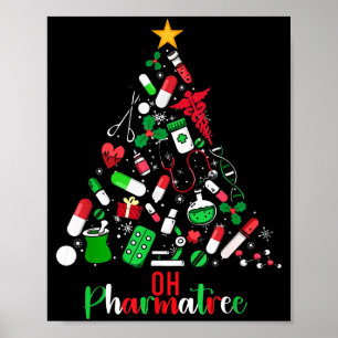 Affiche Oh Pharmatree Pharmacie Noël Technicien en pharmac
