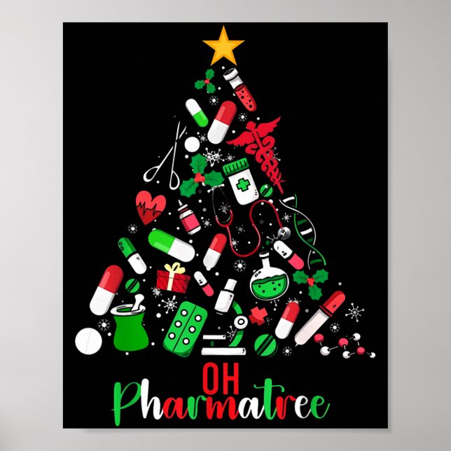 Affiche Oh Pharmatree Pharmacie Noël Technicien en pharmac (Devant)