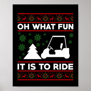 Affiche Oh Quel Amusant C'Est De Circuler Golf Panier Noël