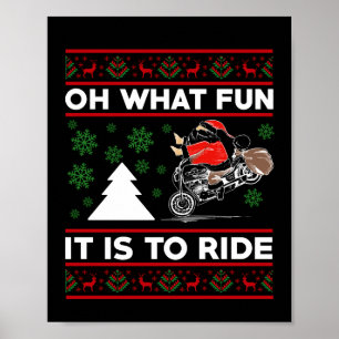 Affiche Oh Quel Amusement C'Est De Circuler Père Noël Moto