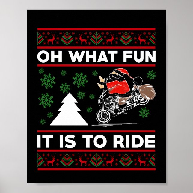 Affiche Oh Quel Amusement C'Est De Circuler Père Noël Moto (Devant)