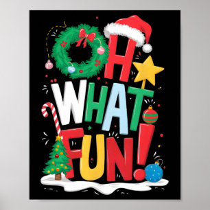 Affiche Oh Quel Amusement Noël Avec Couronne Et Arbre