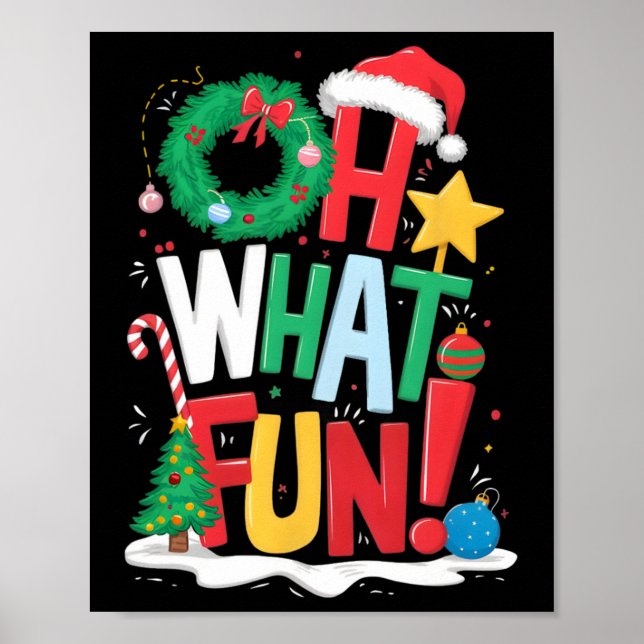 Affiche Oh Quel Amusement Noël Avec Couronne Et Arbre  (Devant)