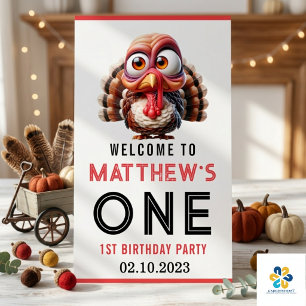 Affiche Oh quelle joie Caricatures  Dinde 1er anniversaire