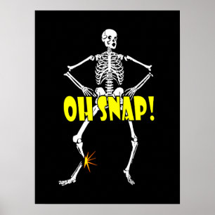 Affiche Oh rupture, Halloween squelettique drôle