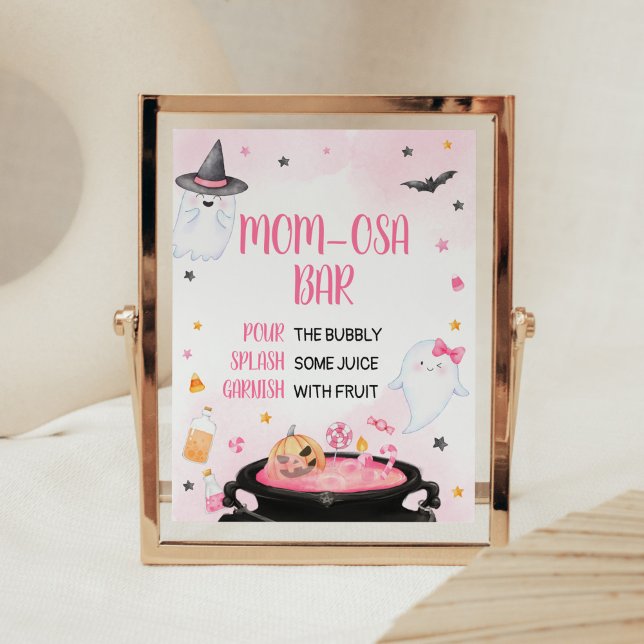 Affiche Oh Sheet Ghoul Halloween Baby shower Maman Osa Bar (Pink Oh Sheet Baby Shower Mom Osa Bar Sign)