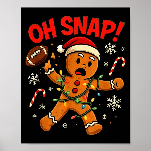 Affiche Oh Snap Christmas Gingerbread Funny Football Light (Devant)