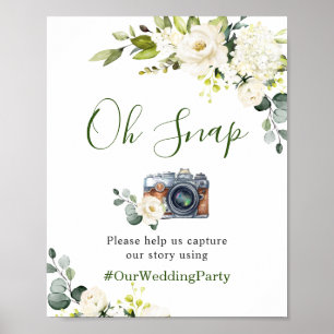 Affiche Oh Snap Elegant Eucalyptus White Roses Mariage