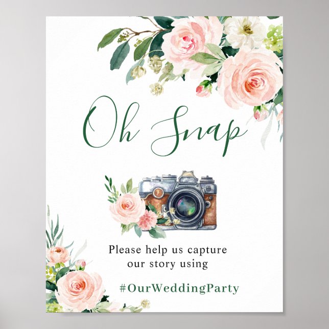 Affiche Oh Snap Elégantes Fleurs Roses Fiançailles (Devant)
