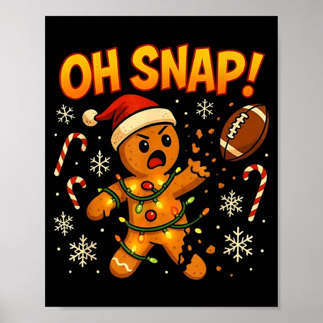 Affiche Oh Snap Funny Gingerbread Football Christmas Light (Devant)