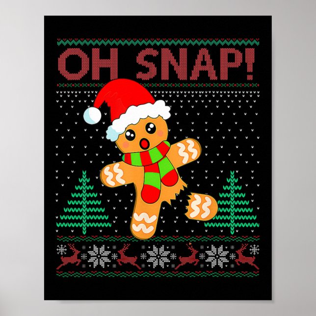 Affiche Oh Snap Gingerbread Homme Joyeux Noël Noël Noël No (Devant)