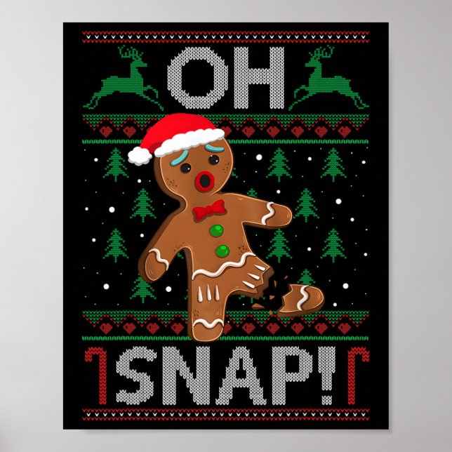 Affiche Oh Snap Gingerbread Homme Noël Funky Cookie Bak (Devant)