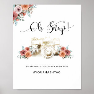 Affiche Oh Snap Hashtag, Camera, Ethereal Floral Sign