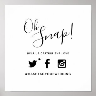 Affiche Oh snap hashtag mariage texte simple mono