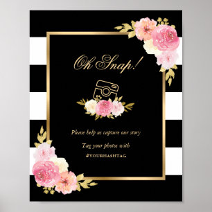 Affiche Oh Snap Instagram noir rose Mariage