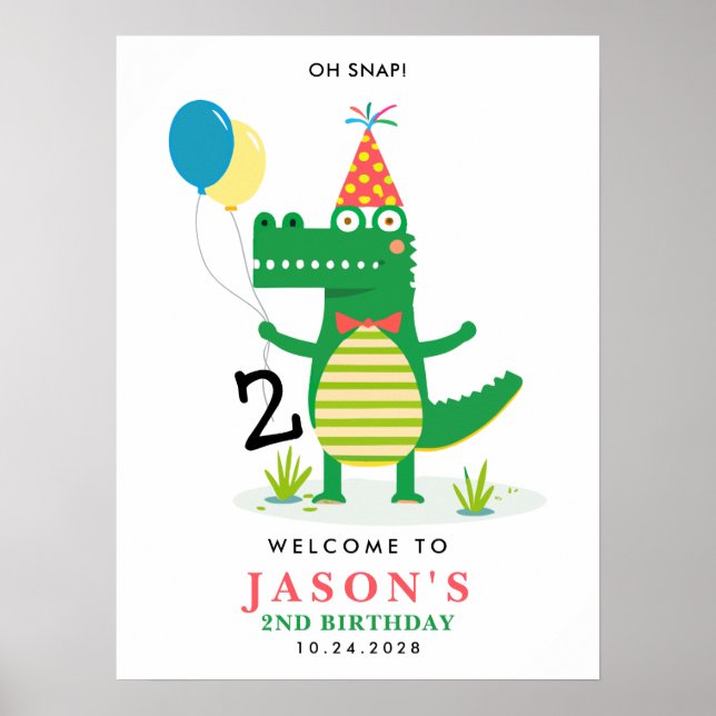Affiche Oh Snap mignon Alligator dans Anniversaire de enfa (Devant)