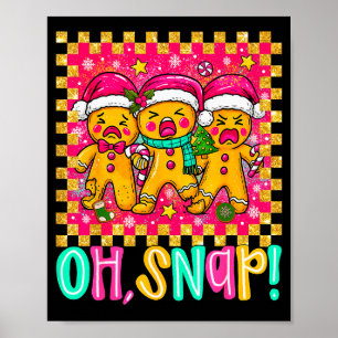 Affiche Oh Snap Noël Bonhomme en pain d'épice Funny Xmas C