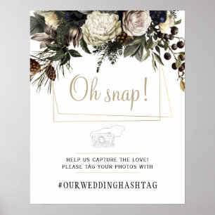 Affiche Oh snap panneau de mariage avec fleurs d'hiver has