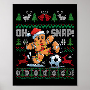 Affiche Oh Snap Soccer Gingerbreadman Noël Xmas laid