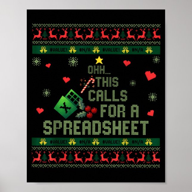 Affiche Oh This Calls For A Spreadsheet Christmas Sweater  (Devant)