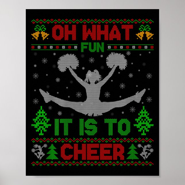 Affiche Oh What Fun It Is To Cheer Xmas Cheerleading Ugly  (Devant)