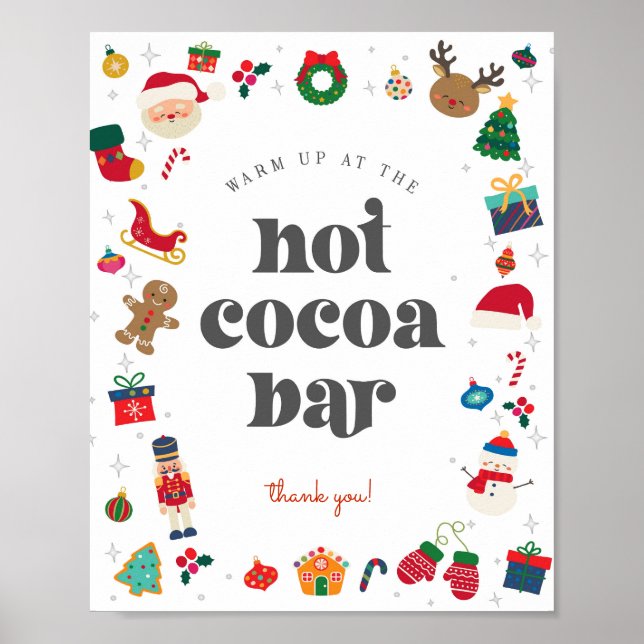 Affiche Oh What Fun Winter Christmas Hot Cococa Bar Sign (Devant)