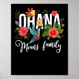 Affiche Ohana Moyenne Famille Hawaii Hibiscus Fleur les an