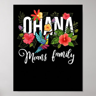 Affiche Ohana Moyenne Famille Hawaii Hibiscus Fleur les an